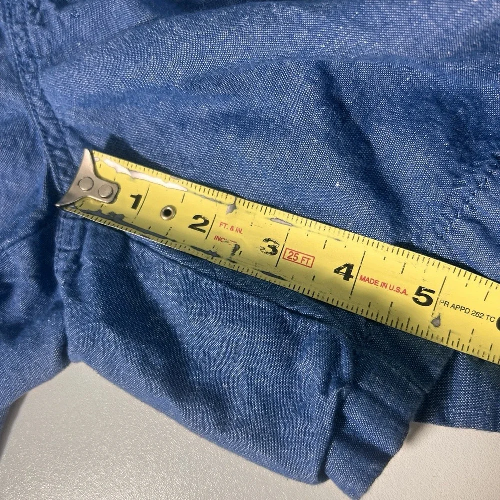J. Crew Dock Shorts Mens S Blue Chambray Cotton Linen Drawstring Casual Preppy